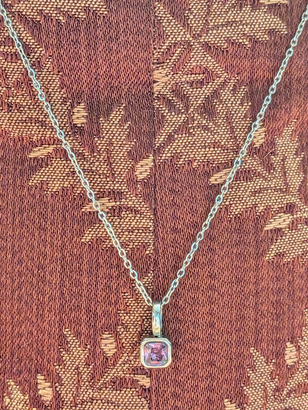 Silver Necklace with Purple/Amethyst Pendant